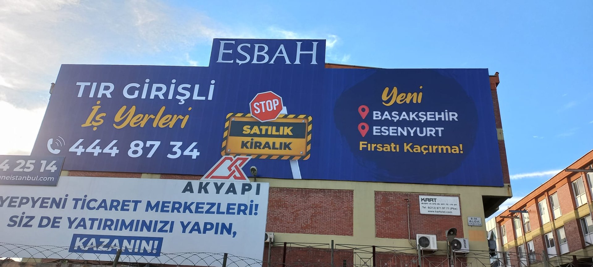 Eşbah Satılık Kiralık İş Yerleri reklam panosu uygulaması